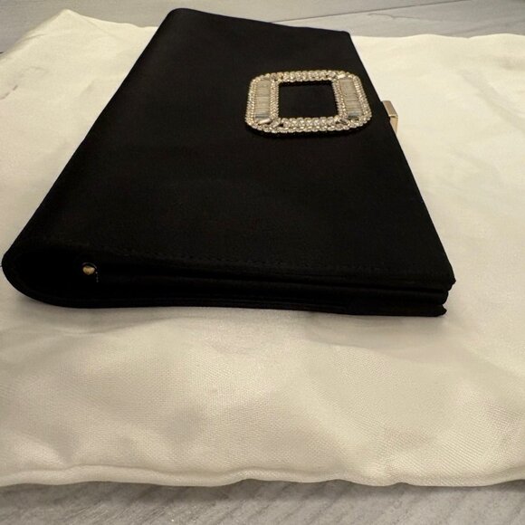 Roger Vivier Pilgrim Buckle Clutch in Satin - Black Clutch - Picture 6 of 8